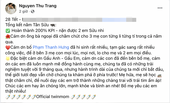 Bà xã Á hậu sinh đôi 2 quý tử cho Shark Hưng, đặt tên cho con 'cực chất chơi' khiến ai nấy trầm trồ