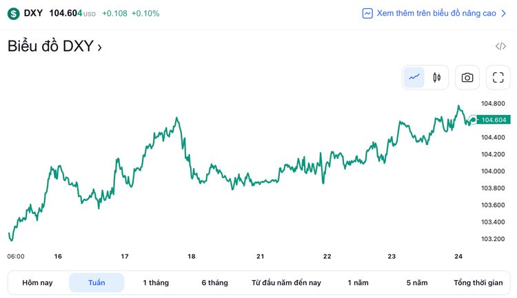 Tỷ giá USD hôm nay 24/2: Đồng Đô la tăng khiêm tốn, duy trì trên mốc 104 điểm
