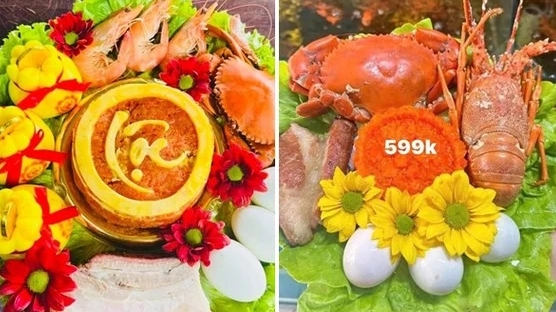 Mâm cỗ vài trăm ngàn đồng "lên kệ" phục vụ ngày vía Thần Tài