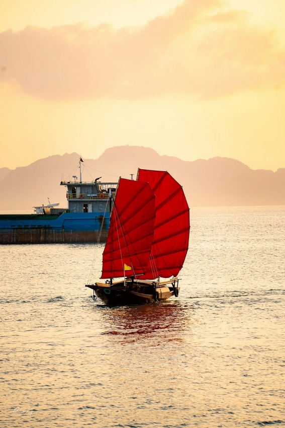 Sắc đỏ giữa vịnh Hạ Long khiến du khách mê mẩn