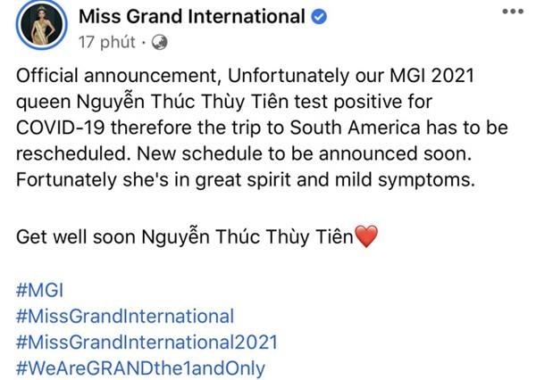 Mắc Covid-19 tại Thái Lan, mọi lịch trình sắp tới của Hoa hậu Thùy Tiên ở Mỹ Latin bị tạm dừng