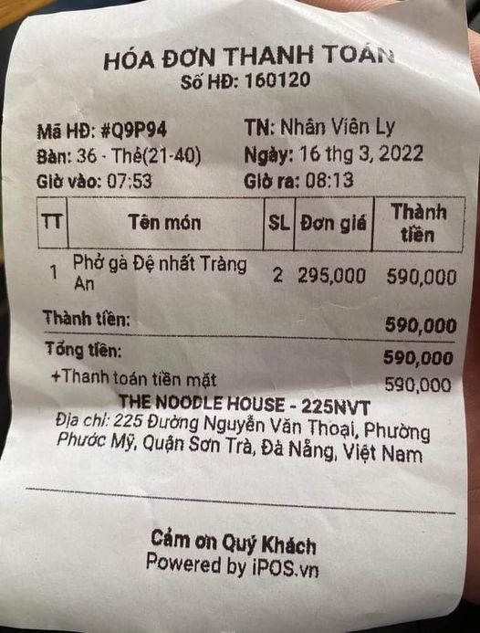 Đà Nẵng: Thực hư 2 tô phở giá gần 600.000 đồng cạnh biển Mỹ Khê