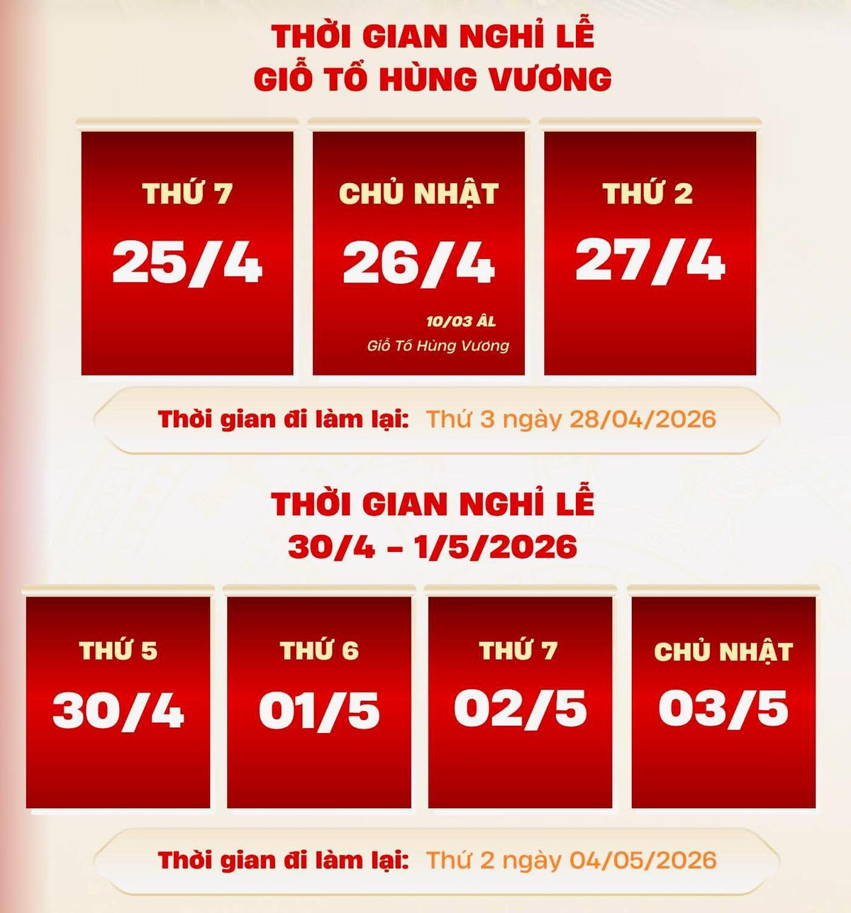 Bộ Nội vụ lên tiếng về thông tin nghỉ lễ 9 ngày dịp Giỗ Tổ và 30/4-1/5