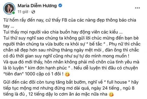 Hoa hậu Diễm Hương gây 'choáng' khi khuyên nên chúc mừng các cặp đôi ly hôn