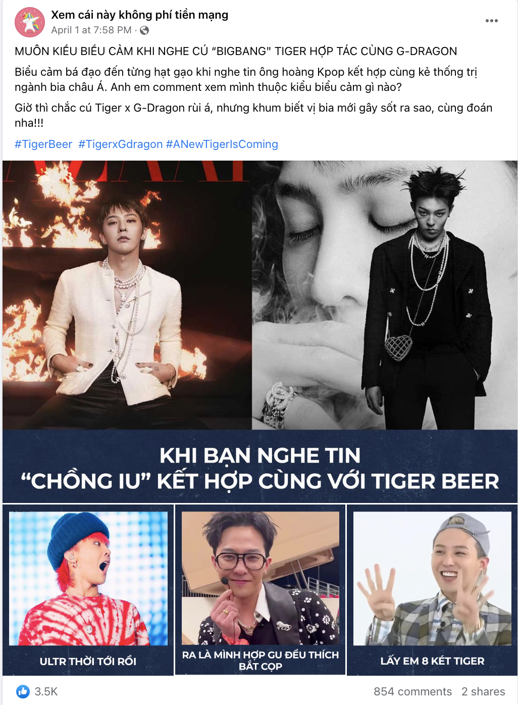 Tiger Beer chiếm sóng mạng khi công bố G-Dragon là đại sứ toàn cầu