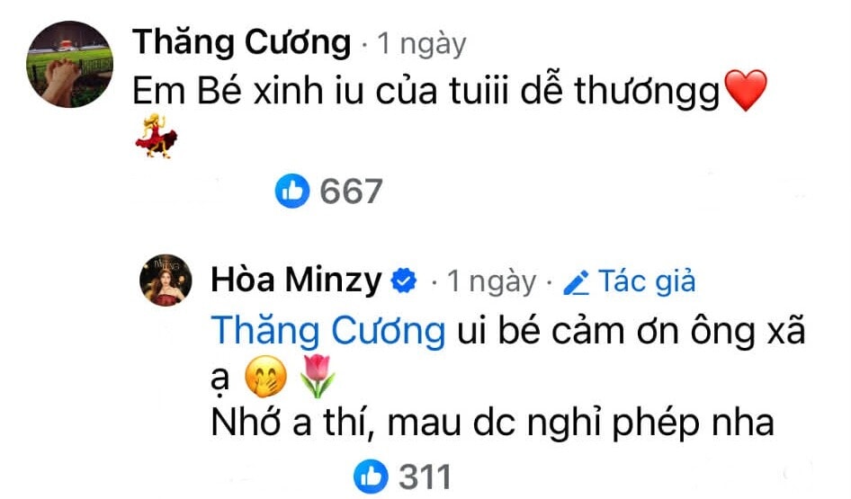 Hòa Minzy công khai gọi Đại úy Văn Cương là ông xã: Sự gắn kết sau thời gian kín tiếng Hòa Minzy công khai gọi Đại úy Văn Cương là ông xã: Sự gắn kết sau thời gian kín tiếng