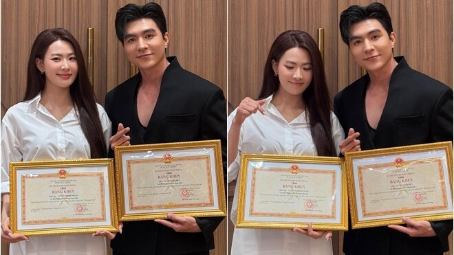 Steven Nguyễn và Minh Trang nhận Bằng khen của Bộ trưởng Bộ Quốc phòng cho phim Không Giới Hạn