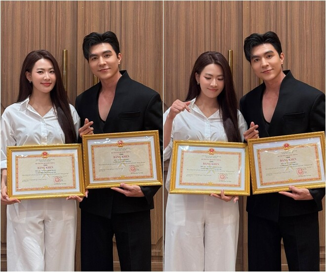 Steven Nguyễn và Minh Trang nhận Bằng khen của Bộ trưởng Bộ Quốc phòng cho phim Không Giới Hạn