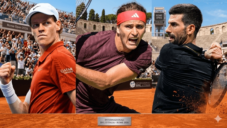 Rome Open 2026: Djokovic đối đầu Zverev, Sinner hướng tới lịch sử Golden Masters