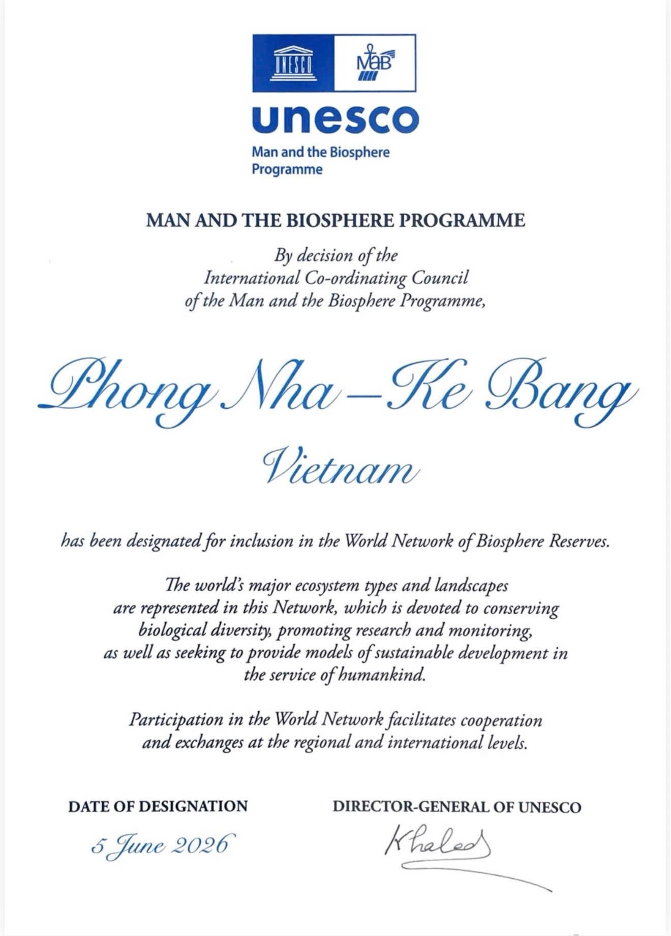 Phong Nha - Kẻ Bàng lần thứ ba được UNESCO vinh danh ở tầm quốc tế