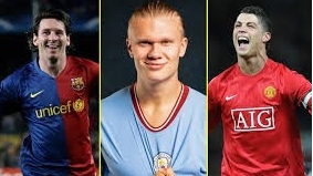 Haaland vượt mặt Messi và Ronaldo ở tuổi 25
