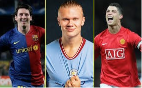 Haaland vượt mặt Messi và Ronaldo ở tuổi 25