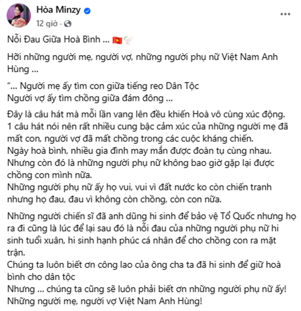 Hòa Minzy chia sẻ về ca khúc “Nỗi đau giữa hòa bình”