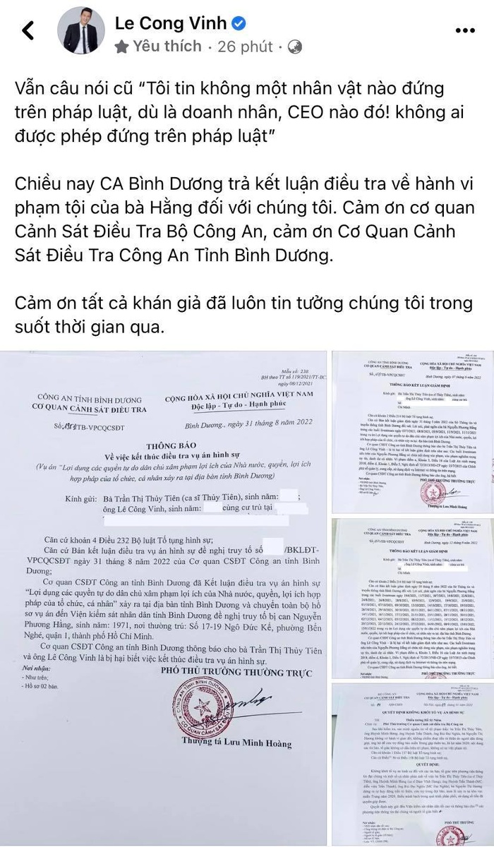 Công Vinh chia sẻ kết luận điều tra của công an về hành vi phạm tội của 'CEO nào đó'