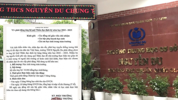 Thu hồi văn bản "ủng hộ quỹ nhân đạo định kỳ" tại trường THCS ở Hà Nội