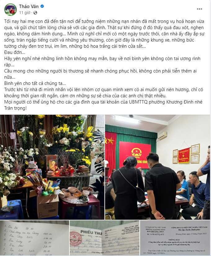 Trung Quân, Phương Oanh cùng nhiều sao Việt ủng hộ nạn nhân trong vụ cháy ở Hà Nội
