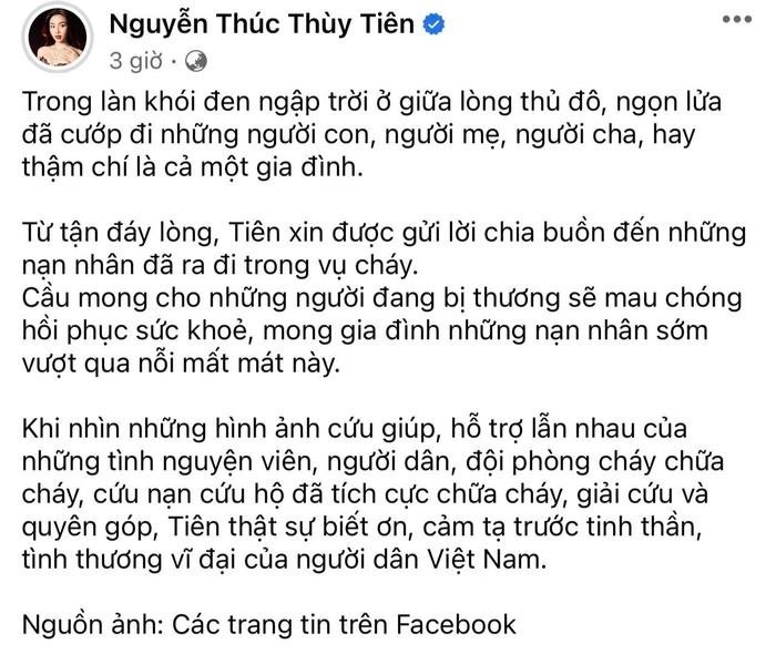 Trung Quân, Phương Oanh cùng nhiều sao Việt ủng hộ nạn nhân trong vụ cháy ở Hà Nội