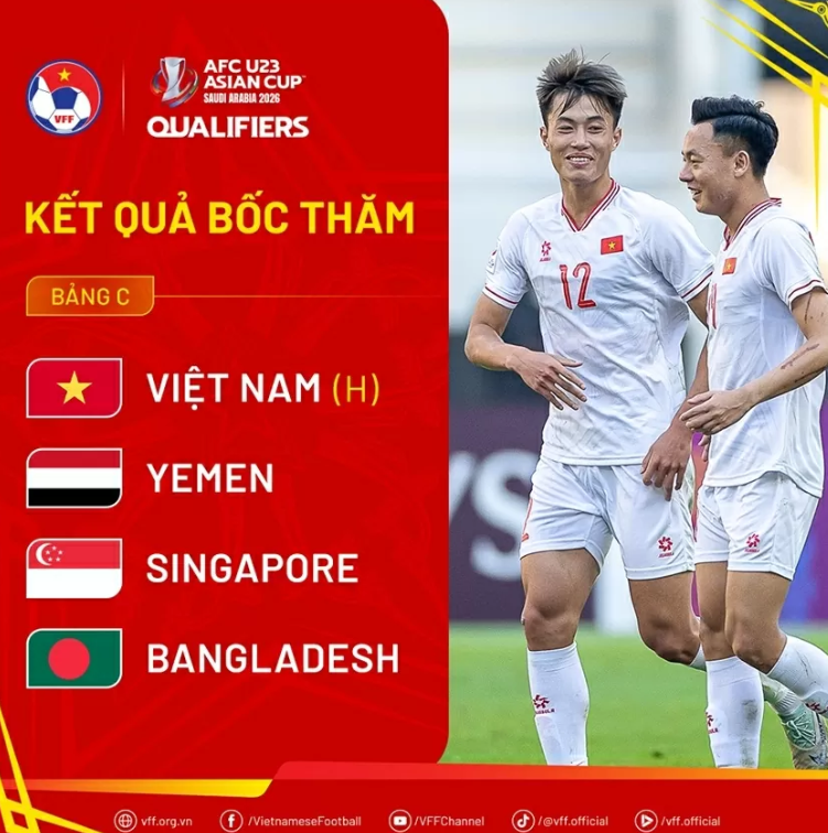 Lịch thi đấu của đội tuyển U23 Việt Nam tại vòng loại U23 châu Á 2026