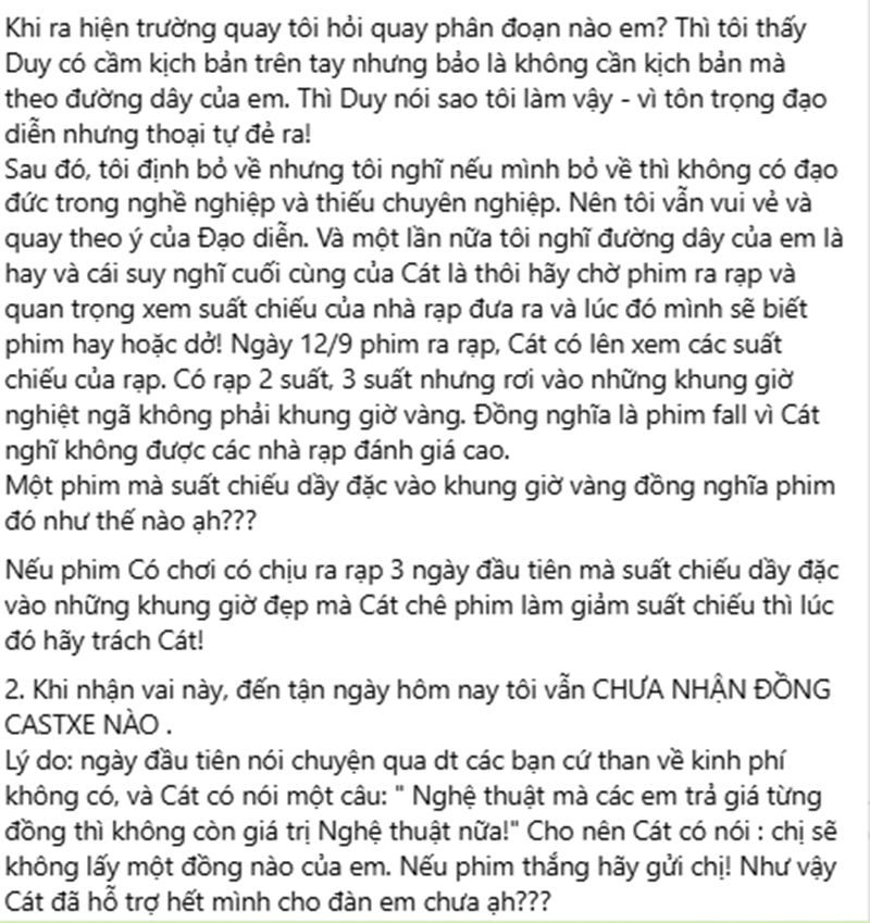 Cát Phượng lên tiếng khi nhà sản xuất phim tuyên bố dùng pháp lý giải quyết