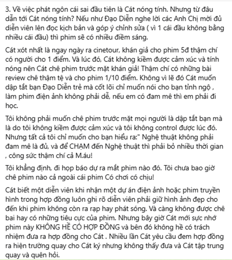 Cát Phượng lên tiếng khi nhà sản xuất phim tuyên bố dùng pháp lý giải quyết