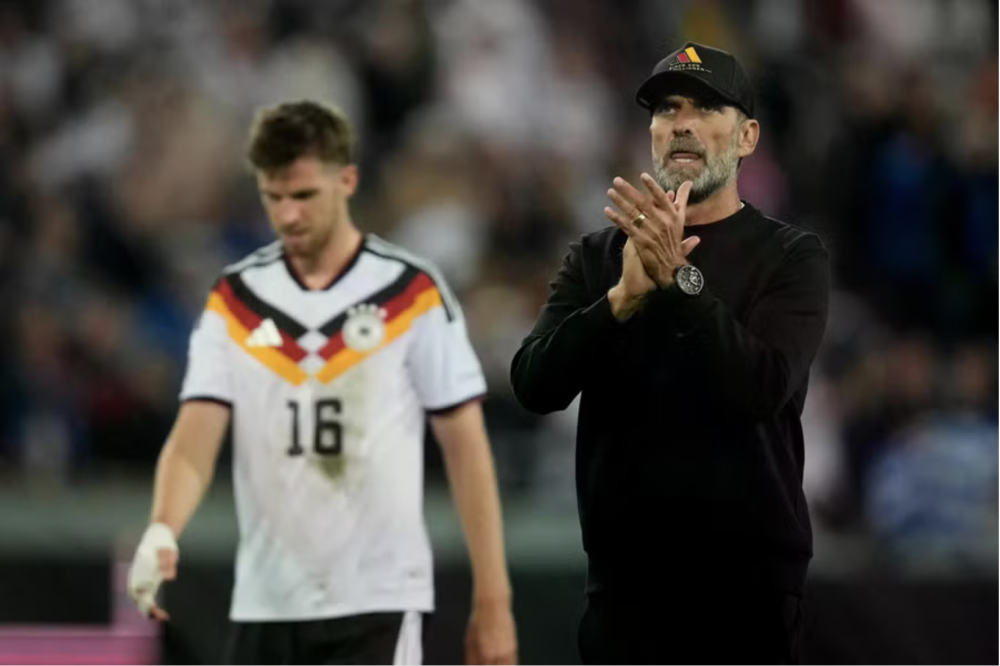 Thầy trò HLV Jurgen Klopp thua sốc Hy Lạp ở lượt trận thứ 2 bảng A2 Nations League 2026-2027 hôm 28/9 (giờ Hà Nội). Ảnh: AP.