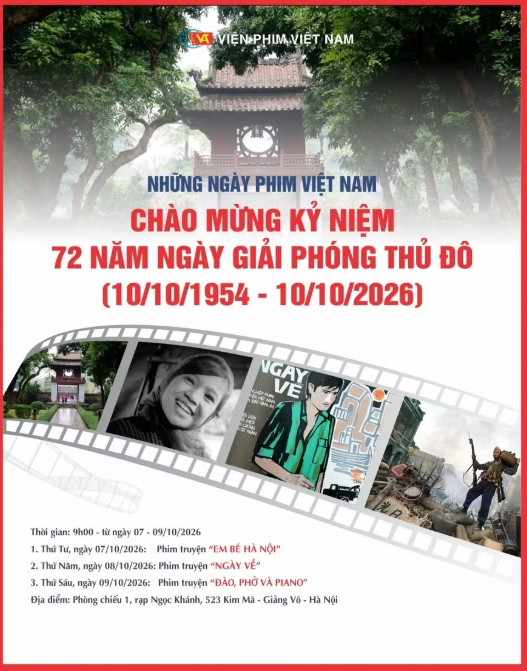 Ba bộ phim về Hà Nội được chiếu miễn phí dịp 10/10