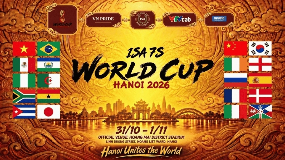 Khởi động giải bóng đá quốc tế ISA 7s World Cup 2026: 20 đội tuyển quy tụ tranh tài ngay tại Hà Nội