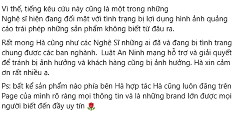 Hồ Ngọc Hà lên tiếng về việc bị lợi dụng hình ảnh quảng cáo Hồ Ngọc Hà lên tiếng về việc bị lợi dụng hình ảnh quảng cáo