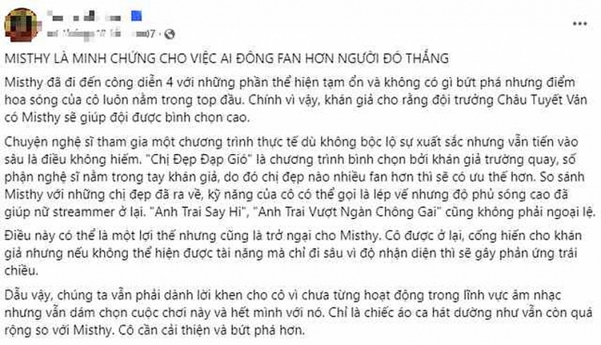 Vì sao MisThy bất ngờ trở thành chủ đề gây tranh cãi?