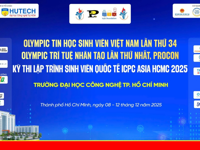 Hơn 800 sinh viên CNTT - AI hội tụ tại TP.HCM tranh tài mùa giải OLP, OlpAI, Procon và ICPC Asia Ho Chi Minh City 2025 Hơn 800 sinh viên CNTT - AI hội tụ tại TP.HCM tranh tài mùa giải OLP, OlpAI, Procon và ICPC Asia Ho Chi Minh City 2025