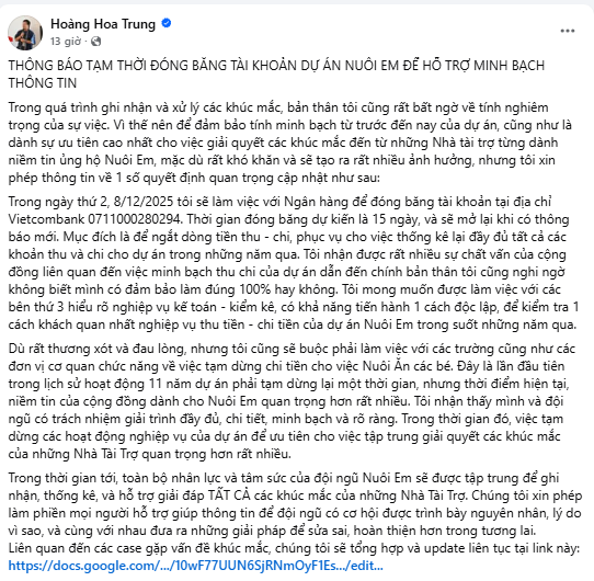 Người sáng lập tài khoản dự án Nuôi em lên tiếng, netizen bàn tán xôn xao