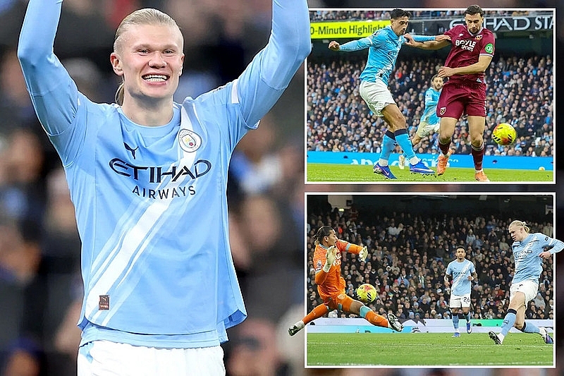 Haaland lập loạt kỷ lục, Man City lên đỉnh Ngoại hạng Anh