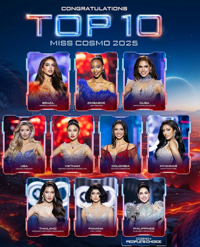 Người đẹp Mỹ đăng quang Miss Cosmo 2025, Phương Linh lọt vào top 10