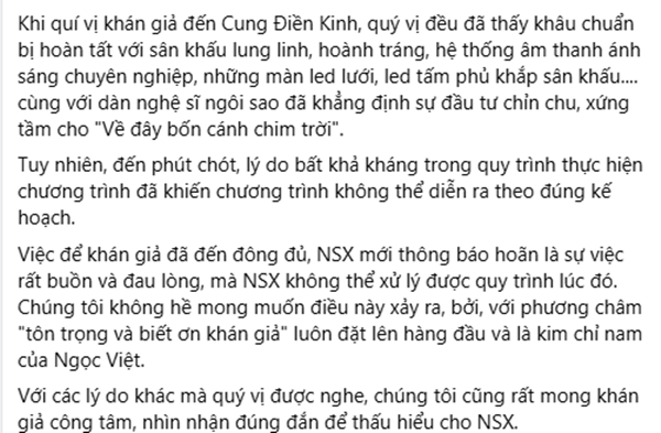 Hủy show sát giờ G, BTC Về đây bốn cánh chim trời "bào chữa" gì?