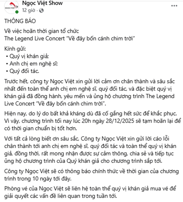 Hủy show sát giờ G, BTC Về đây bốn cánh chim trời "bào chữa" gì?