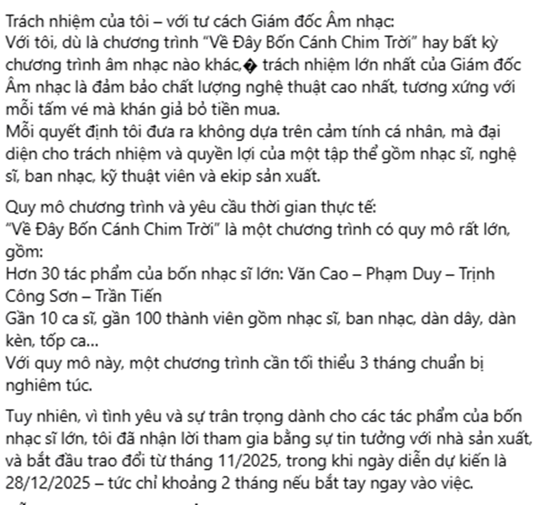 Lý do khiến đêm nhạc Về đây bốn cánh chim trời hủy phút chót Lý do khiến đêm nhạc Về đây bốn cánh chim trời hủy phút chót