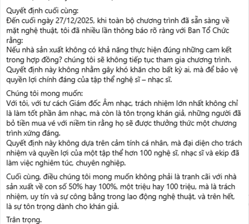 Lý do khiến đêm nhạc Về đây bốn cánh chim trời hủy phút chót Lý do khiến đêm nhạc Về đây bốn cánh chim trời hủy phút chót
