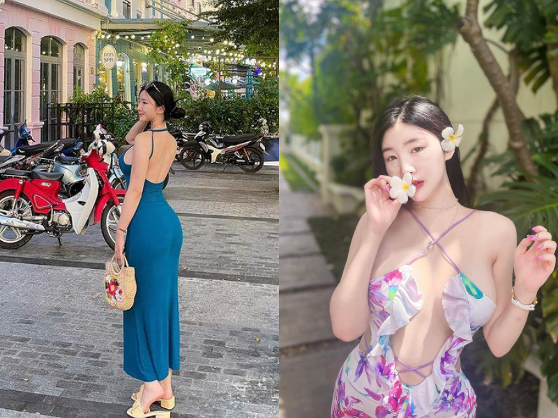 Gái xinh Hàn Quốc đến Việt Nam diện váy ôm lộ body "10 điểm"