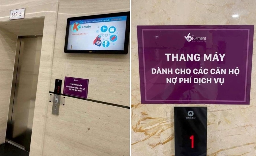 Chuyện lạ ở Hà Nội: Chung cư cao cấp dán biển “thang máy dành cho các căn hộ nợ phí dịch vụ”