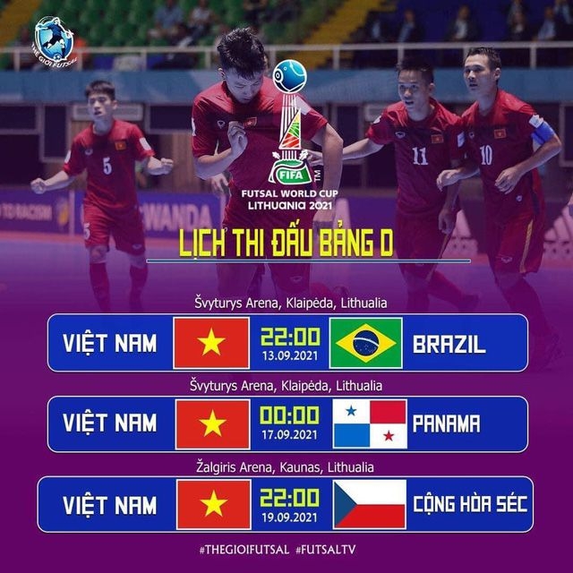 Lịch thi đấu futsal Việt Nam ở World Cup futsal 2021