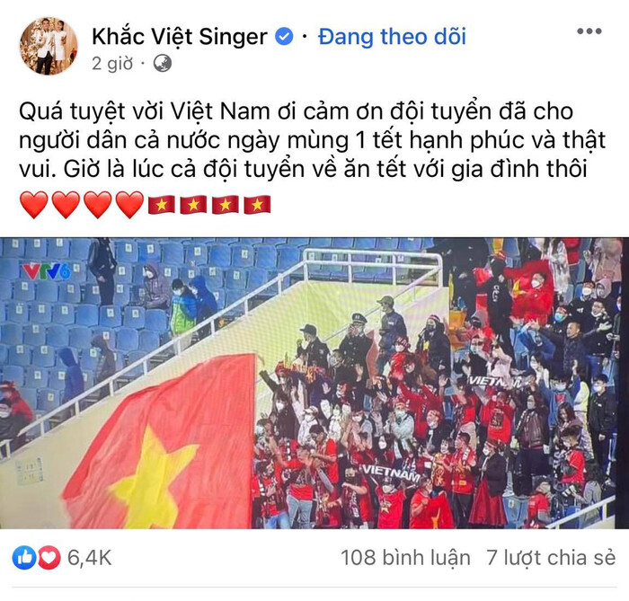 Sao Việt ăn mừng trước chiến thắng của ĐT Việt Nam: Người 