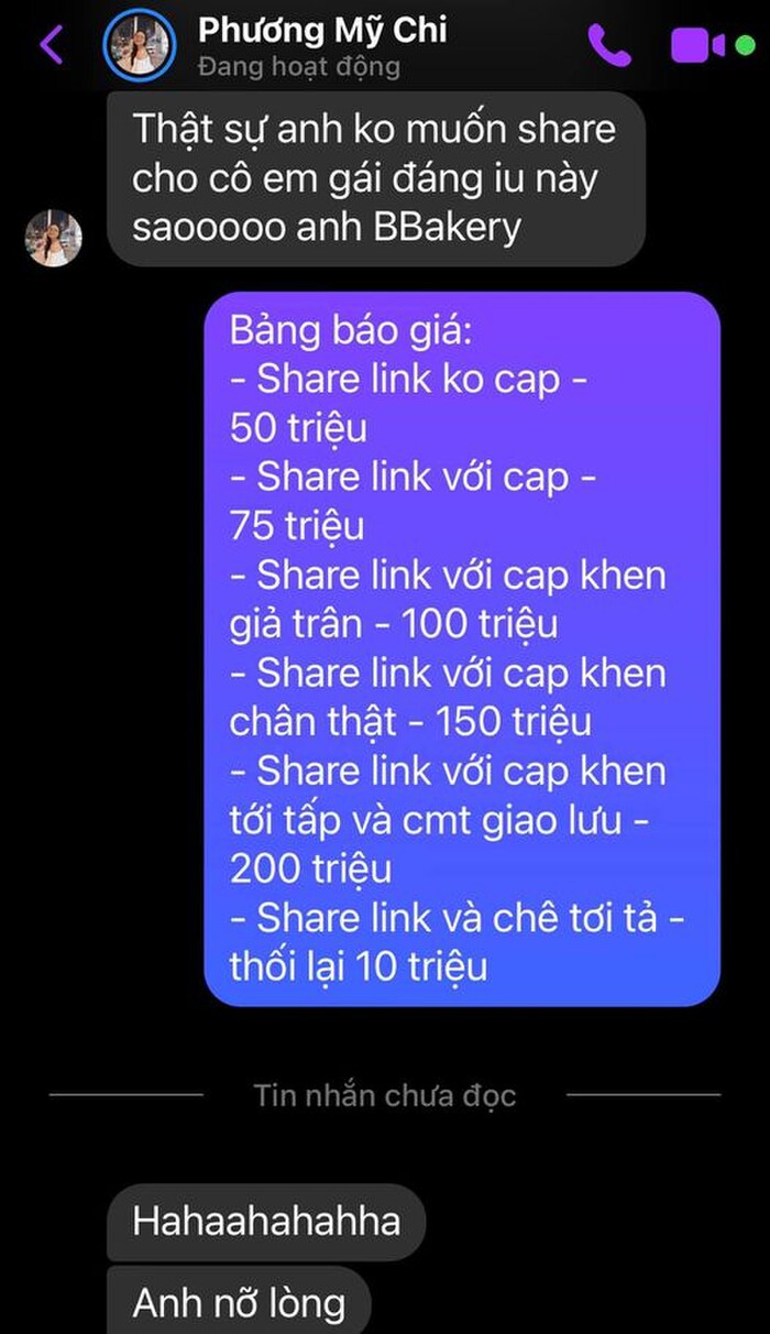 BB Trần công khai tin nhắn với Phương Mỹ Chi nhằm 