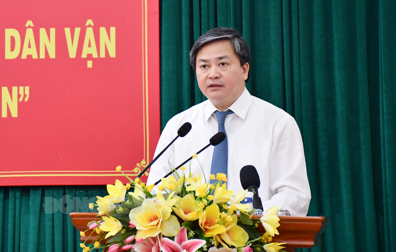 Ủy viên Trung ương Đảng - Bí thư Tỉnh ủy Lê Đức Thọ phát biểu.