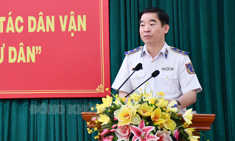 Trung tướng Bùi Quốc Oai - Bí thư Đảng ủy, Chính ủy Cảnh sát biển phát biểu.