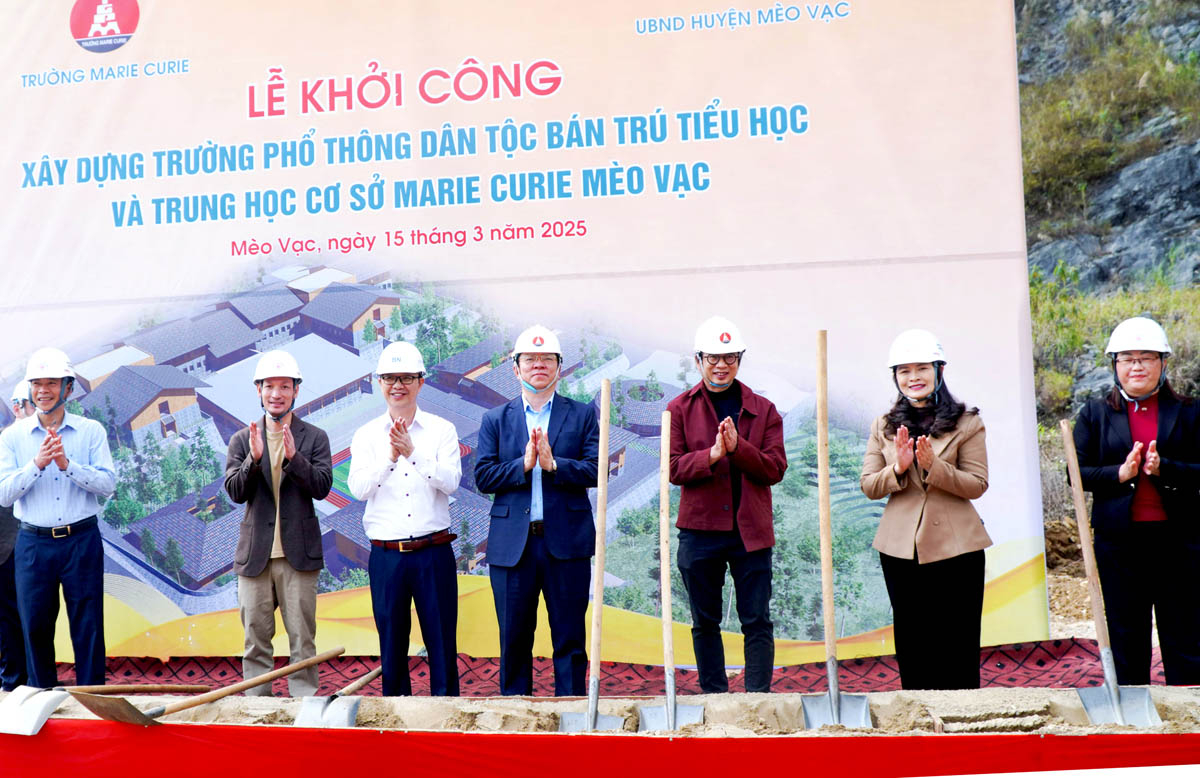 Hà Giang: Lễ khởi công xây dựng Trường PTDTBT Tiểu học và THCS Marie Curie Mèo Vạc