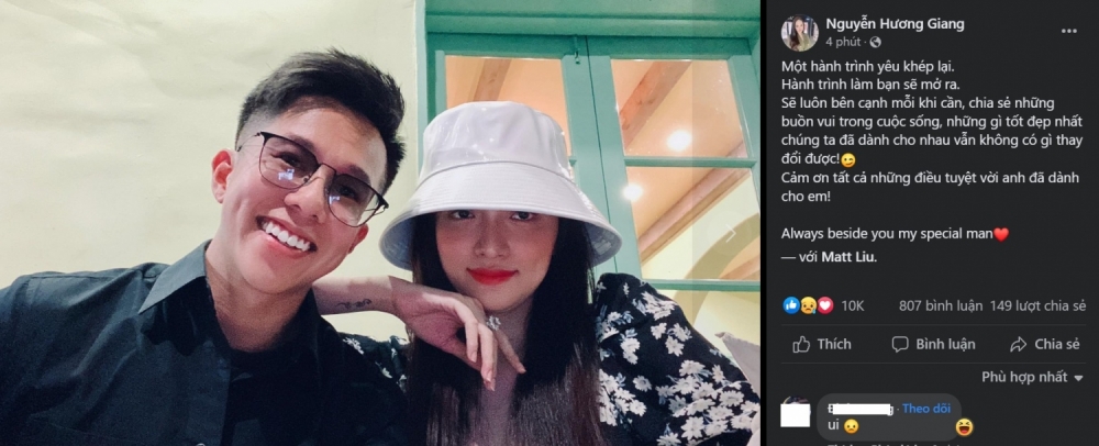 Cặp đôi Hương Giang - Matt Liu chính thức “đường ai nấy đi” sau 2 năm mặn nồng
