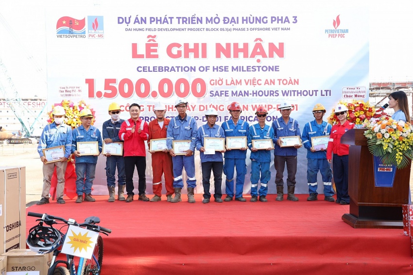 Dự án Phát triển mỏ Đại Hùng pha 3 ghi nhận 1,5 triệu giờ làm việc an toàn