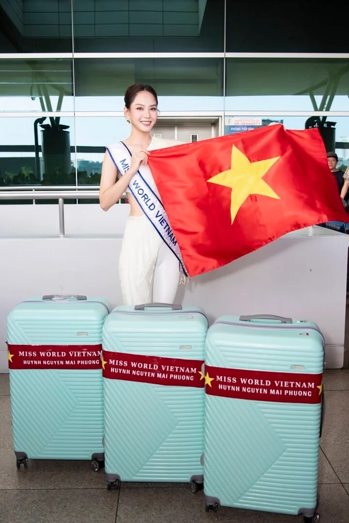 Hoa hậu Mai Phương mang 140 kg hành lý sang Ấn Độ dự thi Miss World 71 Hoa hậu Mai Phương mang 140 kg hành lý sang Ấn Độ dự thi Miss World 71
