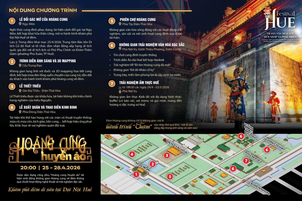 Huế “cháy phòng” dịp lễ, hơn 600.000 lượt khách đổ về khám phá Đại Nội về đêm