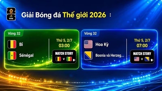 Lịch thi đấu World Cup 2026 ngày 2/7.